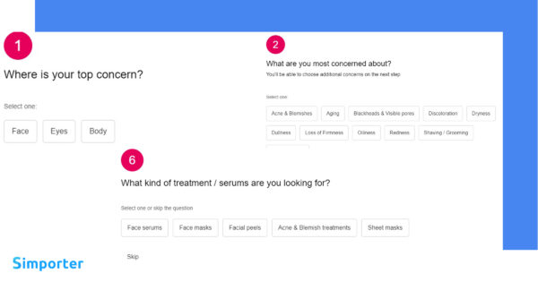 men skincare - screenshot with questions