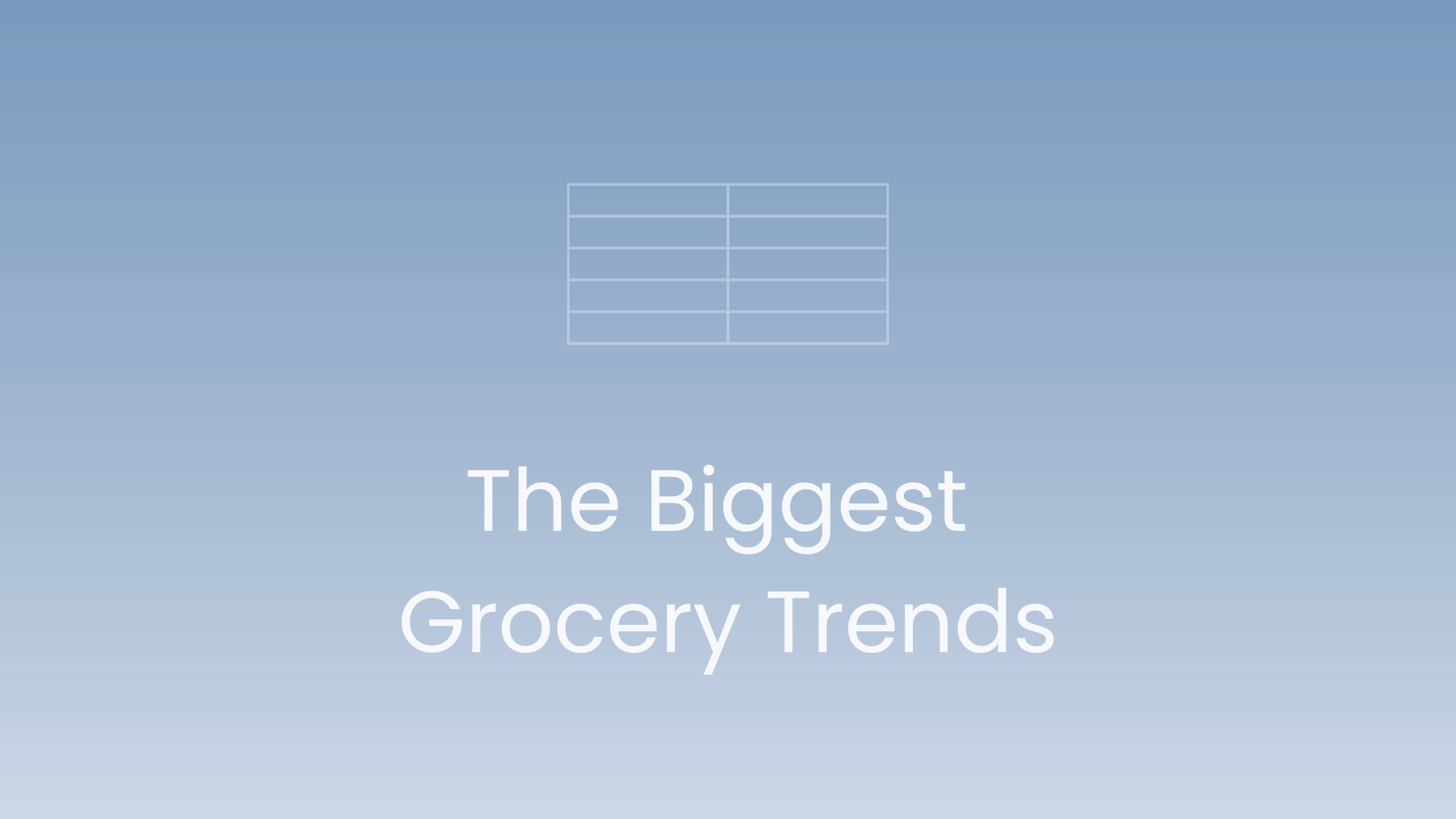 2025 Biggest Grocery trends text on blue background